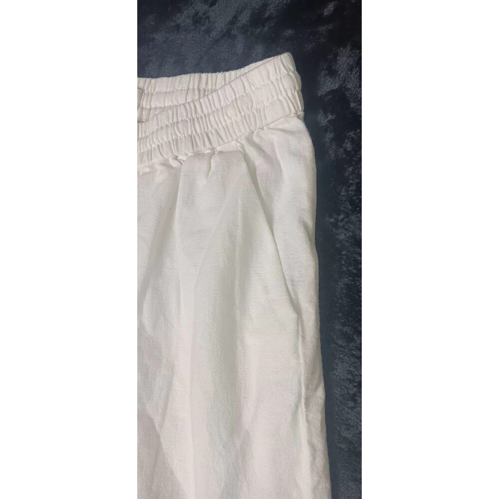 J Crew Linen Blend Cuff Ankle Pants S White Coastal Beachy Seaside Quiet Luxury - Picture 4 of 12